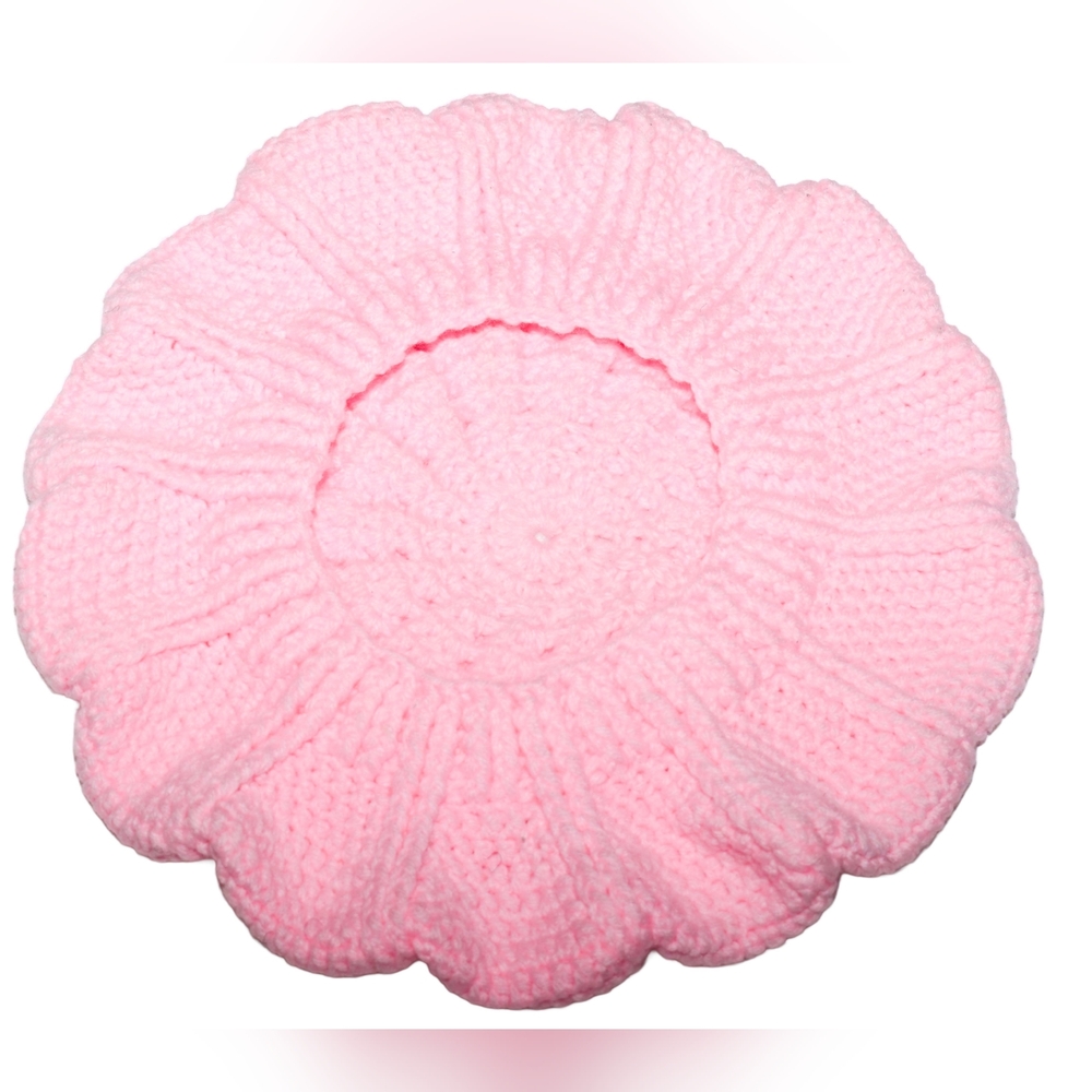 Designer Knit Pink Beret - Picture 4 of 9